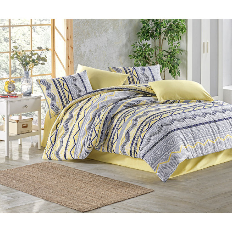 Mani Textile Grey/Yellow Duvet Cover Set Wayfair.co.uk